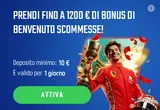 Prendi fino a 1200 euro di bonus di benvenuto scommesse